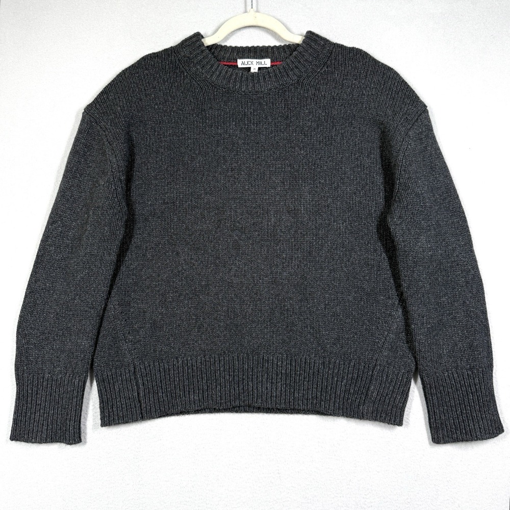 Alex Mill Sweater Women Medium Notting Hill Merino Wool Blend Pullover Boxy Grey